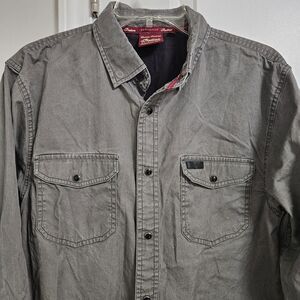 Indian Motorcycle Gray Pearl Snap Shirt Men's Small Button Down Embroidered Logo